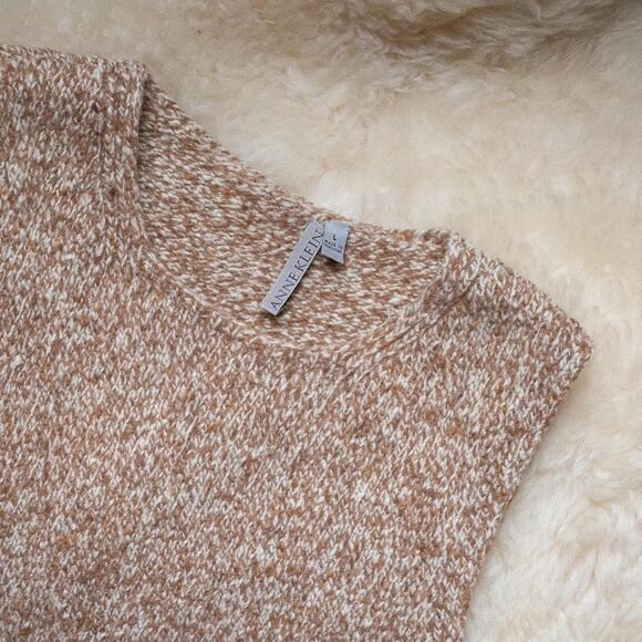 Sweater Tan White Cream Tank Top Fall Autumn Size Large by Ann Klein - Picture 2 of 2